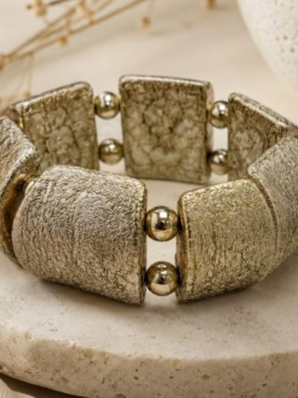 Statement Gold Tone Stretch Bracelet
